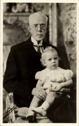 Ak König Gustav V., Prinz Carl Gustaf von Schweden, Portrait