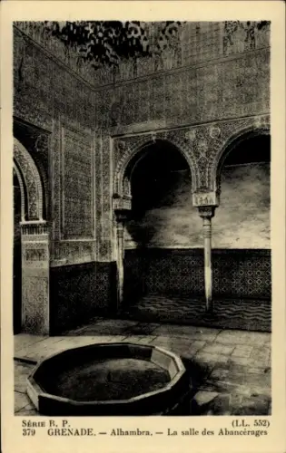 CPA Grenade Andalousie Espagne, Alhambra, La salle des Abancérages