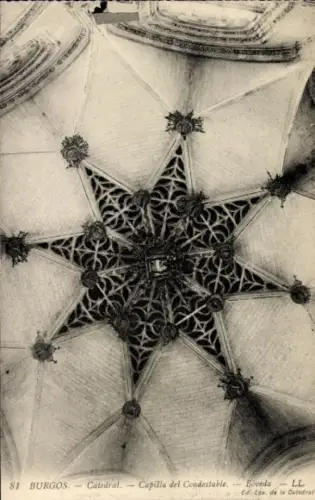 Ak Burgos Kastilien und León, Sternförmige Decke, Kapelle des Condestable, Kathedrale Burgos