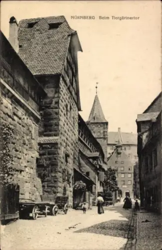 Ak Nürnberg in Mittelfranken Bayern, Mütter mit Kindern beim Tiergärtnertor