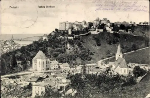Ak Passau in Niederbayern,  Festung Oberhaus, Stadtansicht,  Architektur