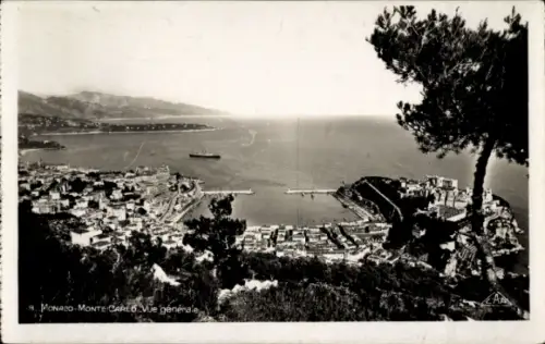 Ak Monte Carlo Monaco, Blick auf  Meer, Schiffe, Küstenlinie