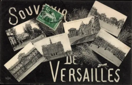 Ak Versailles Yvelines,  mit mehreren Ansichten von  Schriftzug 'SOUVENIR DE VERSAILLES'