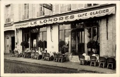 Ak Versailles Yvelines, Restaurant Le Londres, Café Glacier, Tische im Freien, Versailles