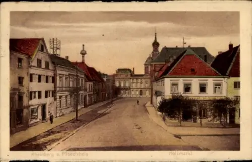 Ak Rheinberg am Niederrhein, Rheinberg a. Niederrhein, Holzmarkt, Straßenansicht,  Gebäude