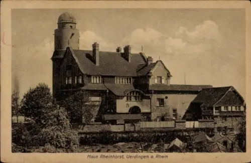 Ak Uerdingen Krefeld am Niederrhein, Haus Rheinhorst, Uerdingen a. Rhein, Text auf Rückseite