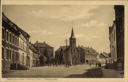 Ak Hünshoven Geilenkirchen in Nordrhein Westfalen, Marktplatz, Kirche