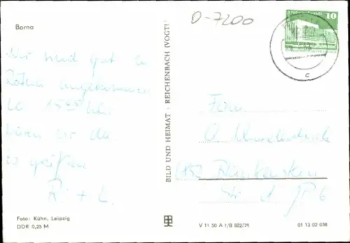 Ak Borna im Kreis Leipzig, Straßenpartie, Bus, Gebäude, Auto