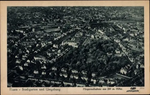 Ak Essen im Ruhrgebiet, Stadtgarten und Umgebung, Luftbild