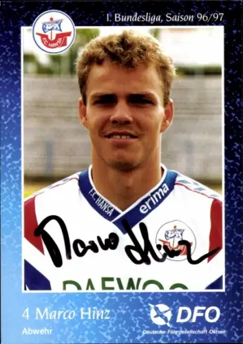 Autogrammkarte Fußballer Marco Hinz, FC Hansa Rostock, Autogramm