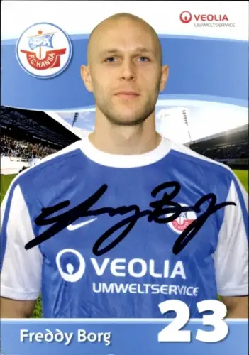 Autogrammkarte Fußballer Freddy Borg, FC Hansa Rostock, Autogramm