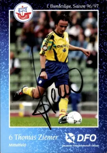 Autogrammkarte Fußballer Thomas Ziemer, FC Hansa Rostock, Autogramm