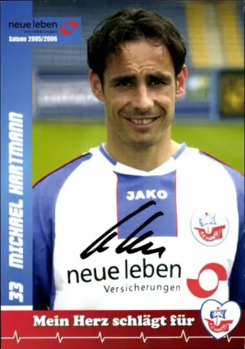 Autogrammkarte Fußballer Michael Hartmann, FC Hansa Rostock, Autogramm