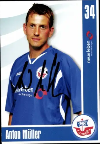Autogrammkarte Fußballer Anton Müller, FC Hansa Rostock, Autogramm