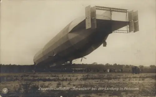 Ak Potsdam, Zeppelin, Luftschiff Schwaben bei der Landung