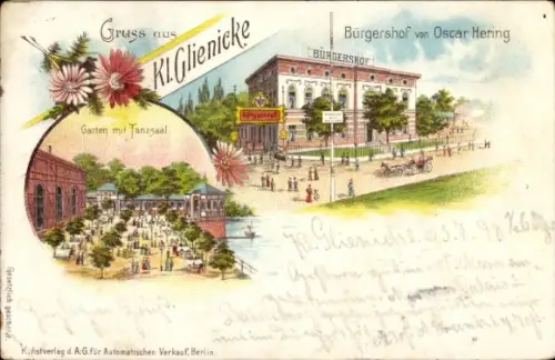 Litho Klein Glienicke Potsdam, Bürgershof, Garten, Tanzsaal