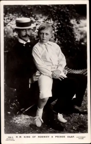 Ak König Haakon VII von Norwegen, Prinz Olav, Portrait