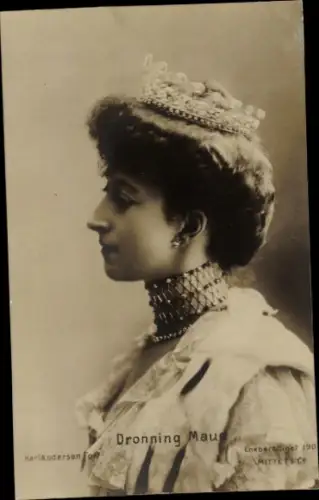 Ak Königin Maud von Norwegen, Portrait, Profilansicht