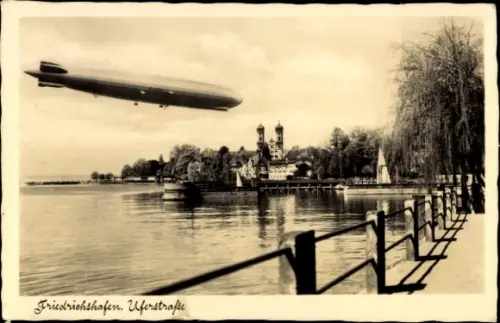 Ak Friedrichshafen am Bodensee, Zeppelin, Uferstraße