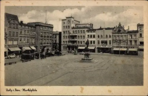 Ak Słupsk Stolp Pommern, Marktplatz