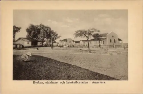 Ak Amarvara Indien, Schwedische Missionskirche, Krankenhaus, Katechenwohnheim