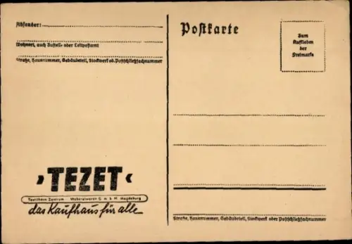 Ak Magdeburg an der Elbe, TEZET das Kaufhaus für alle