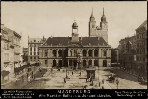 Ak Magdeburg an der Elbe, Alte Markt, Rathaus, Johanniskirche