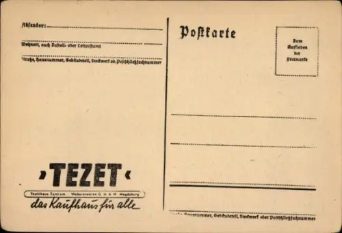 Ak Magdeburg an der Elbe, TEZET das Kaufhaus für alle