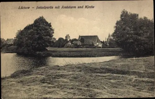 Ak Lüchow im Wendland, Jeetzel mit Blick auf Amtsturm und Kirche