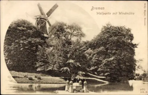 Ak Schnoor Bremen,  Wallpartie, Windmühle, Willy Meyer, DTC