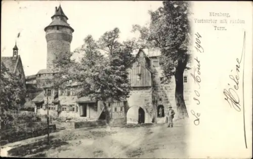 Ak Nürnberg in Mittelfranken, Vestnertor mit rundem Turm