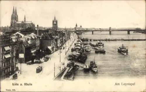 Ak Köln am Rhein, Köln am Rhein, Flussansicht, Schiffe, Brücke, Dom