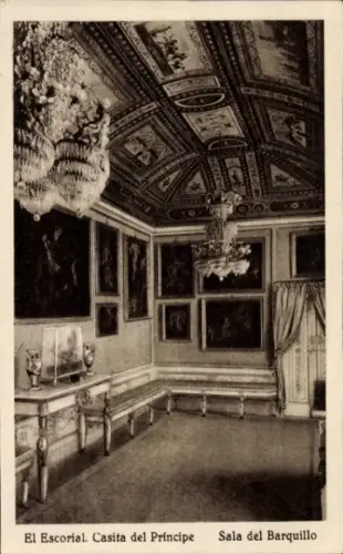 Ak San Lorenzo de El Escorial Madrid, El Escorial, Casita del Príncipe, Sala del Barquillo