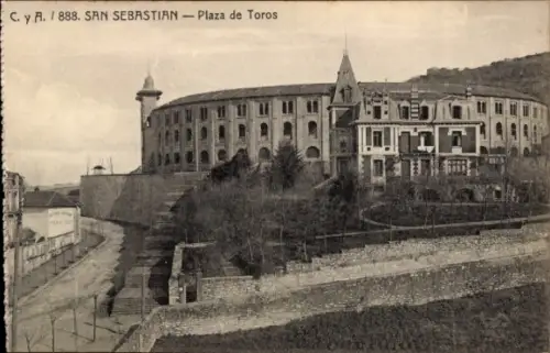 Ak Donostia San Sebastian Baskenland, Plaza de Toros,  Abbildung, schwarz-weiß, 1888