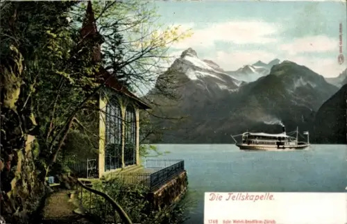 Ak Chillon Lac Léman Kt. Waadt Schweiz, Tellskapelle