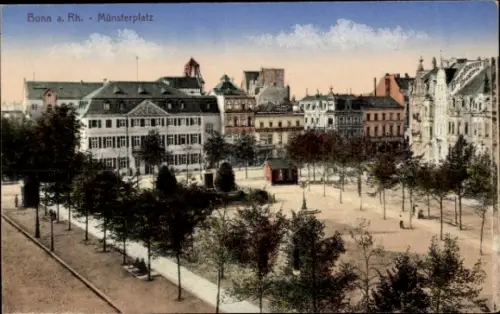 Ak Bonn am Rhein, Münsterplatz in  Häuser, Bäume, Platz, keine Personen