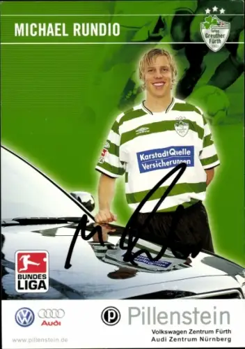 Autogrammkarte Fußballer Michael Rundio, SpVgg Greuther Fürth, Autogramm