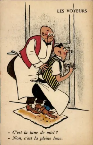 Künstler Ak Les Voyeurs, C'est la lune de miel ? Non, c'est la pleine lune