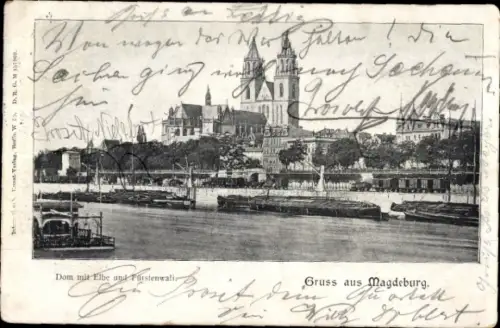 Ak Magdeburg in Sachsen Anhalt, Dom, Fürstenwall, Schiffe