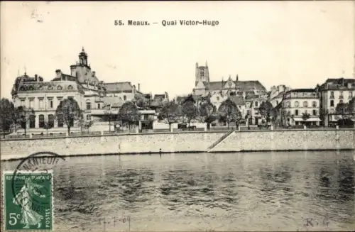 Ak Meaux Seine-et-Marne, Quai Victor-Hugo