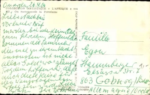 CPA Afrique, raccommode la Porcelaine