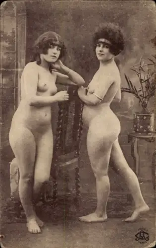 Ak Zwei nackte Frauen, Erotik