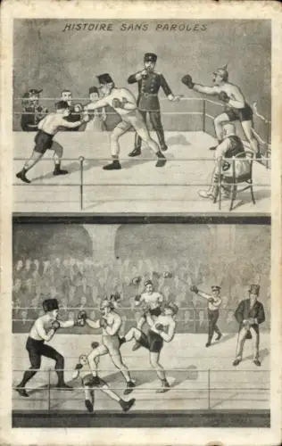 Ak Geschichte ohne Worte, Karikatur 1. WK, Staatsoberhäupter beim Boxkampf, Kaiser Wilhelm II.