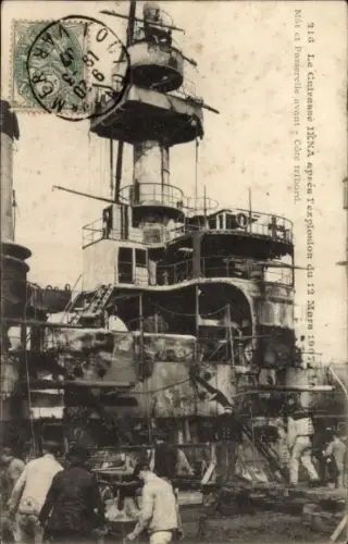 Ak Le Cuirassé Iéna l'explosion du 12 Mars 1907, Franz. Kriegsschiff