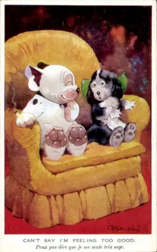 Künstler Ak Studdy, George E., Bonzo the Dog, Can't say I'm feeling too good, Zigarette