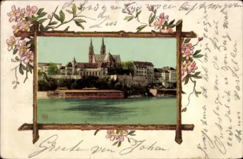 Präge Passepartout Ak Basel Stadt Schweiz, Teilansicht