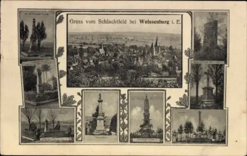 Ak Wissembourg Weißenburg Elsass Bas Rhin, Schlachtfeld, Denkmäler