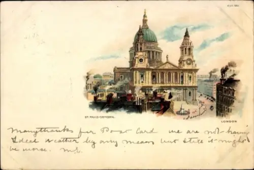 Litho London City, St Pauls Cathedral, Kathedrale