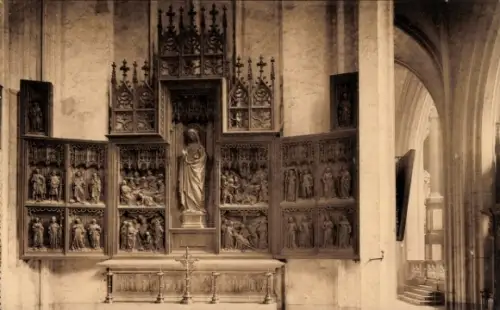 Ak Antwerpen Flandern, Renaissance-Retabel, Statue, religiöse Figuren, Kathedrale
