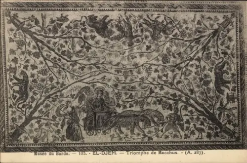 Ak Tunis Tunesien, Mosaik triumph des Bacchus, Bardo Museum